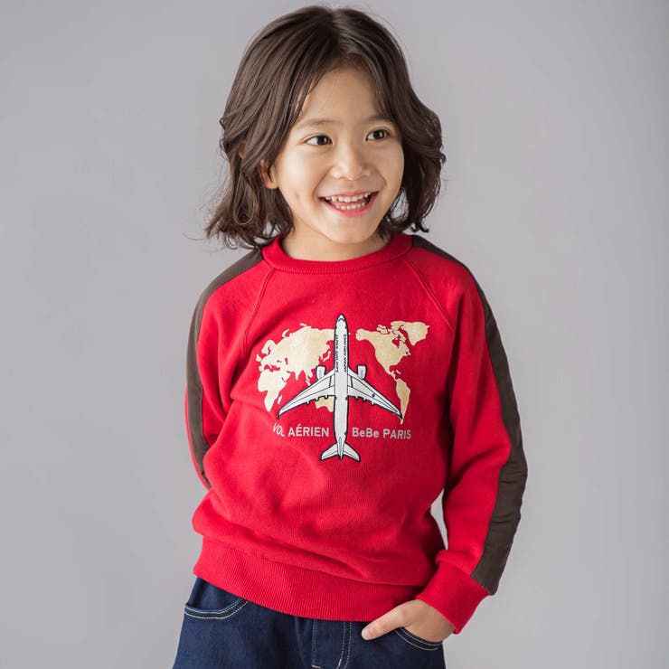 【JALコラボ】飛行機刺しゅう袖切り替えラグラントレーナー(90~130cm) | BeBe | 詳細画像9 