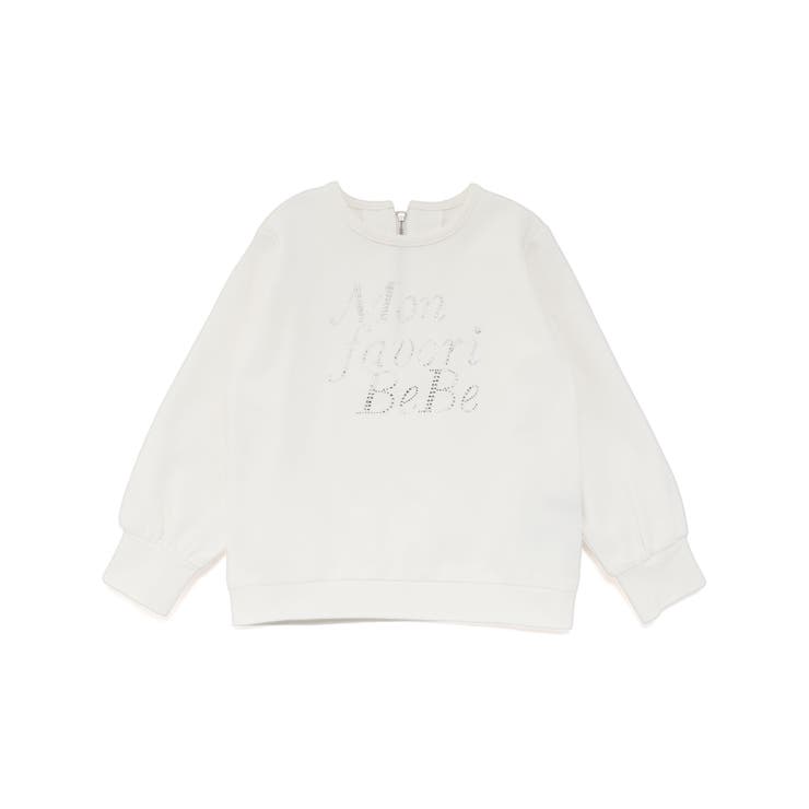 オフホワイト | ポンチラインストーンロゴトレーナー(100~160cm) | BeBe