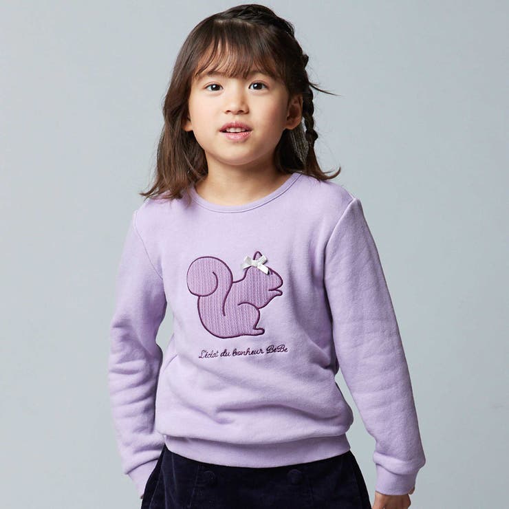 マシュマロウラケアニマルパッチ刺しゅうトレーナー(80~150cm) | BeBe | 詳細画像1 