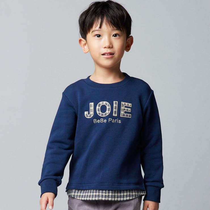 マシュマロウラケロゴパッチレイヤード風トレーナー(90~160cm) | BeBe | 詳細画像1 