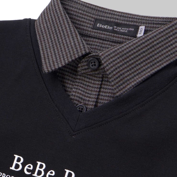 ポンチ×チェックシャツレイヤード風トレーナー(90~160cm) | BeBe | 詳細画像8 