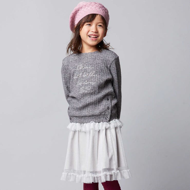 ケーブル編みカットニットサイドボタンプルオーバー(90~150cm) | BeBe | 詳細画像4 