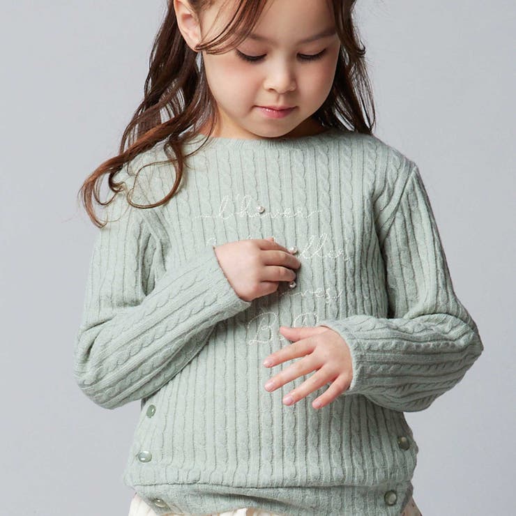 ケーブル編みカットニットサイドボタンプルオーバー(90~150cm) | BeBe | 詳細画像8 