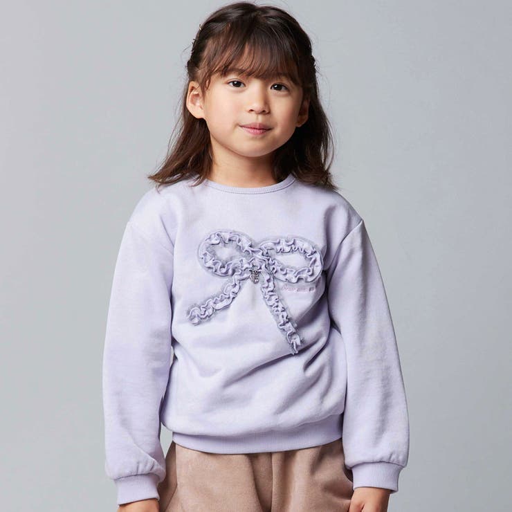 パープル | ラメフリルリボンモチーフトレーナー(90~160cm) | BeBe