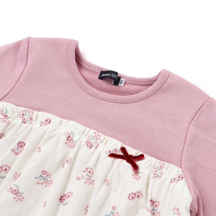 シャツコールGirlyフラワープリントドッキングプルオーバー | BeBe | 詳細画像3 