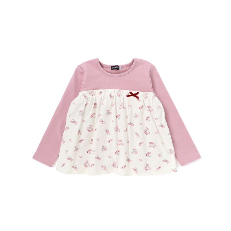 ピンク系 | シャツコールGirlyフラワープリントドッキングプルオーバー | BeBe