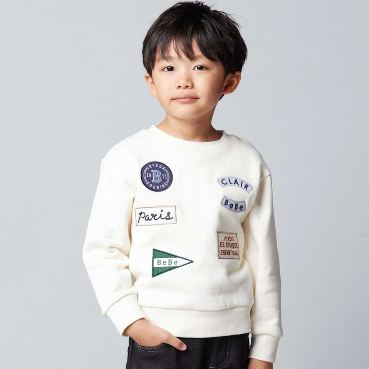 裏起毛ペナントワッペントレーナー(90~150cm) | BeBe | 詳細画像1 