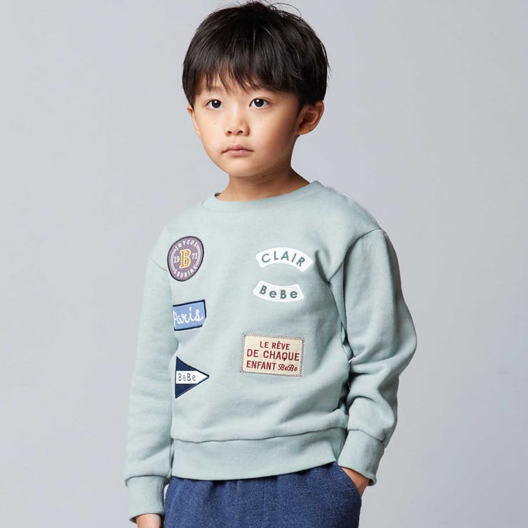 グリーン | 裏起毛ペナントワッペントレーナー(90~150cm) | BeBe