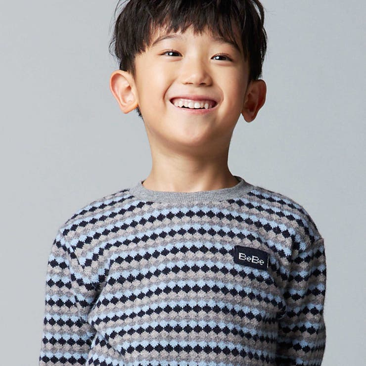 ダイヤMIXボーダーカットニットプルオーバー(90~150cm) | BeBe | 詳細画像4 