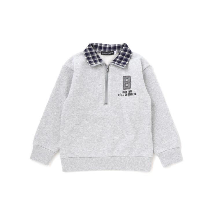 裏起毛チェック切り替えハーフジップトレーナー(90~150cm) | BeBe | 詳細画像10 