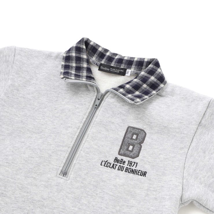 裏起毛チェック切り替えハーフジップトレーナー(90~150cm) | BeBe | 詳細画像12 