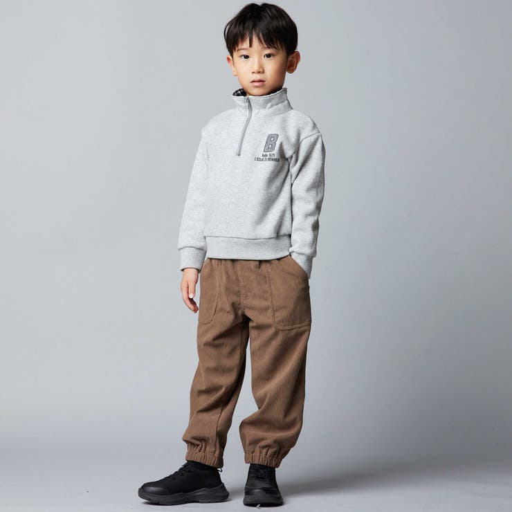 裏起毛チェック切り替えハーフジップトレーナー(90~150cm) | BeBe | 詳細画像4 