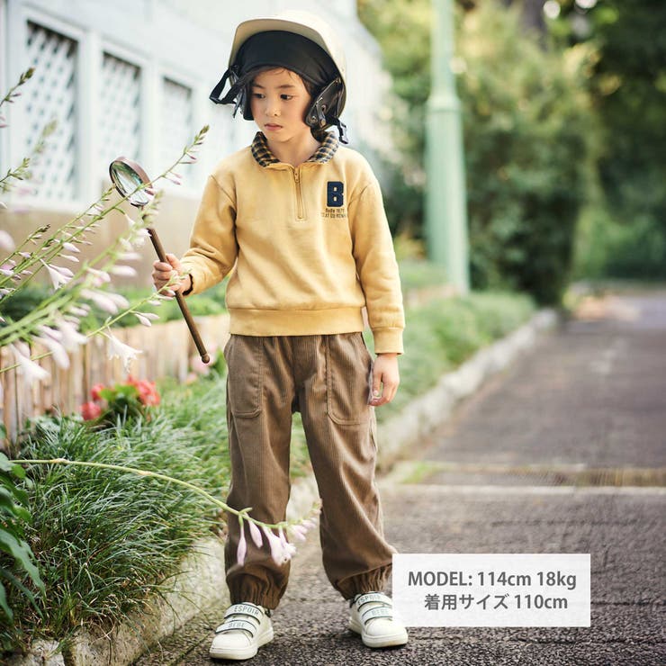 裏起毛チェック切り替えハーフジップトレーナー(90~150cm) | BeBe | 詳細画像6 