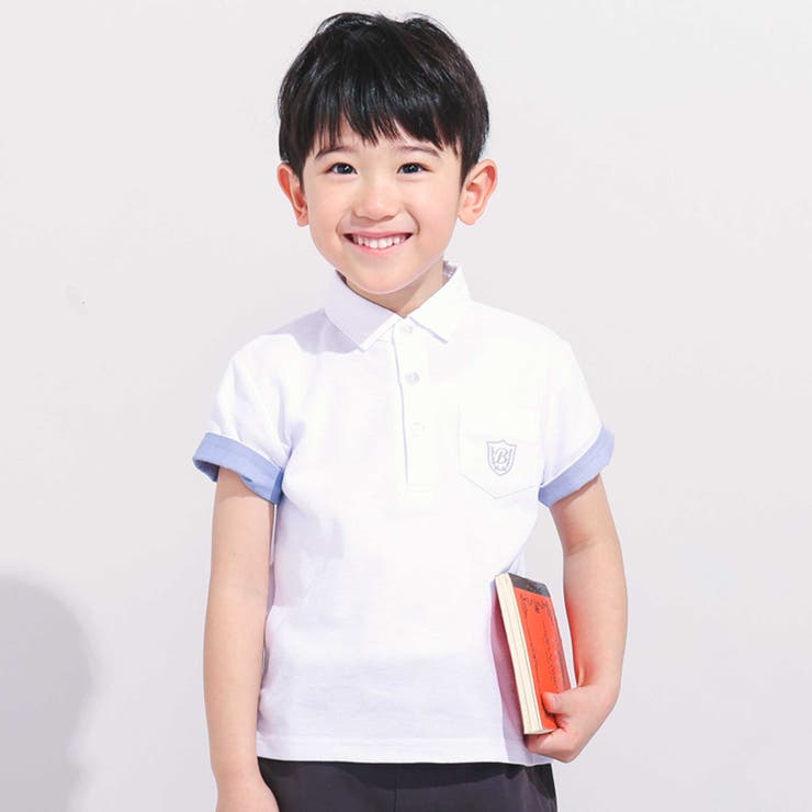 ホワイト | カノコエンブレム刺しゅう半袖ポロシャツ(80~150cm) | BeBe