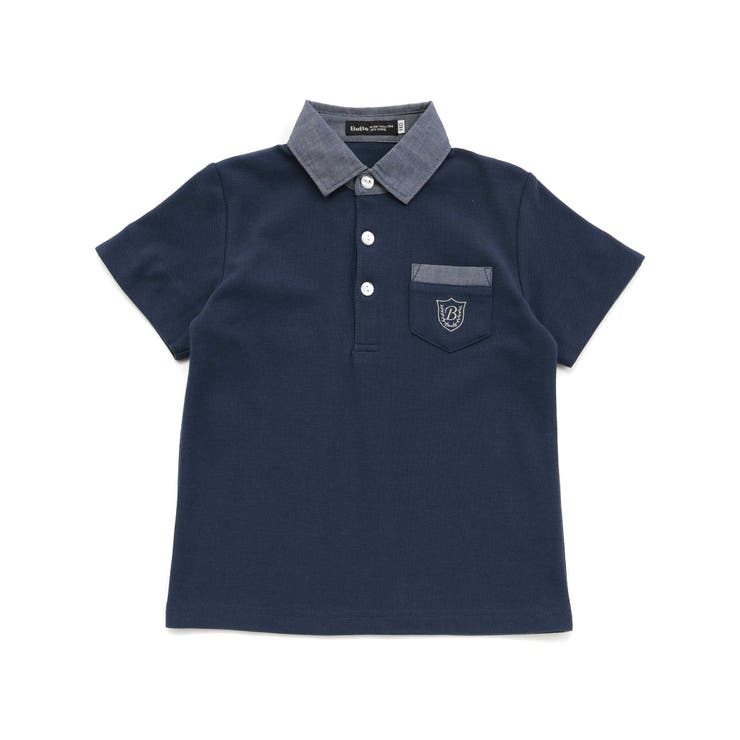 ネイビー | カノコエンブレム刺しゅう半袖ポロシャツ(80~150cm) | BeBe