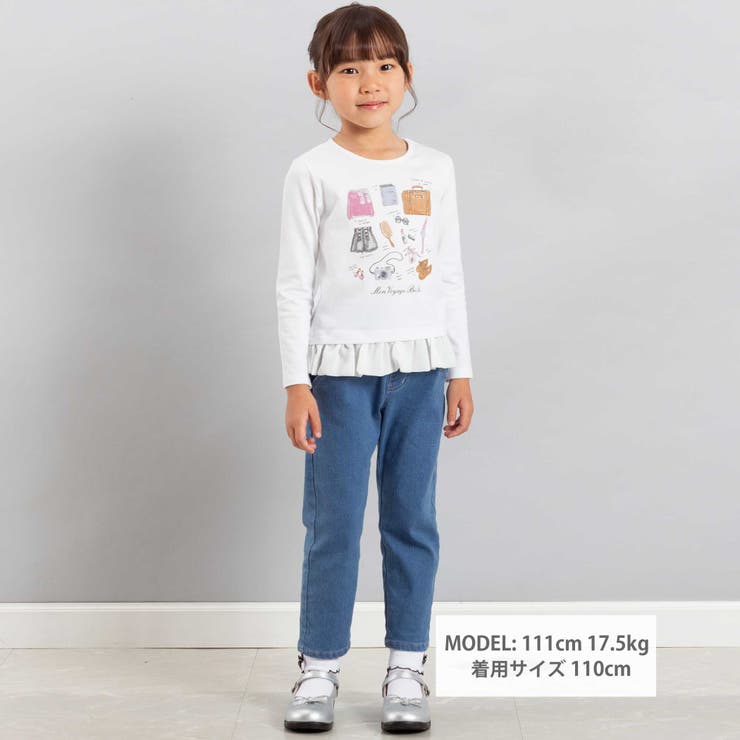 ストレッチジョグデニムスカラップポケットロングパンツ(90~160cm) | BeBe | 詳細画像2 