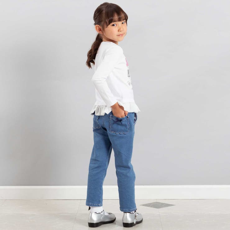 ストレッチジョグデニムスカラップポケットロングパンツ(90~160cm) | BeBe | 詳細画像3 