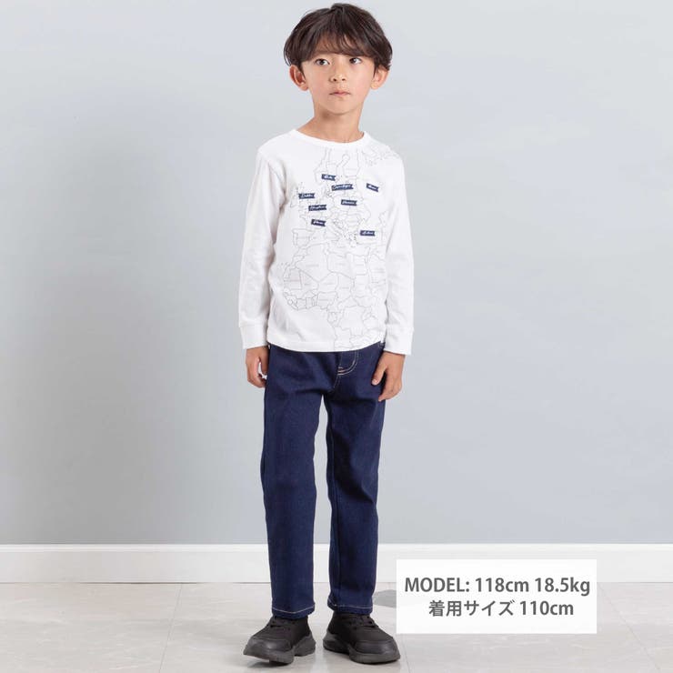 ストレッチジョグデニムバックステッチロゴロングパンツ(90~160cm) | BeBe | 詳細画像3 