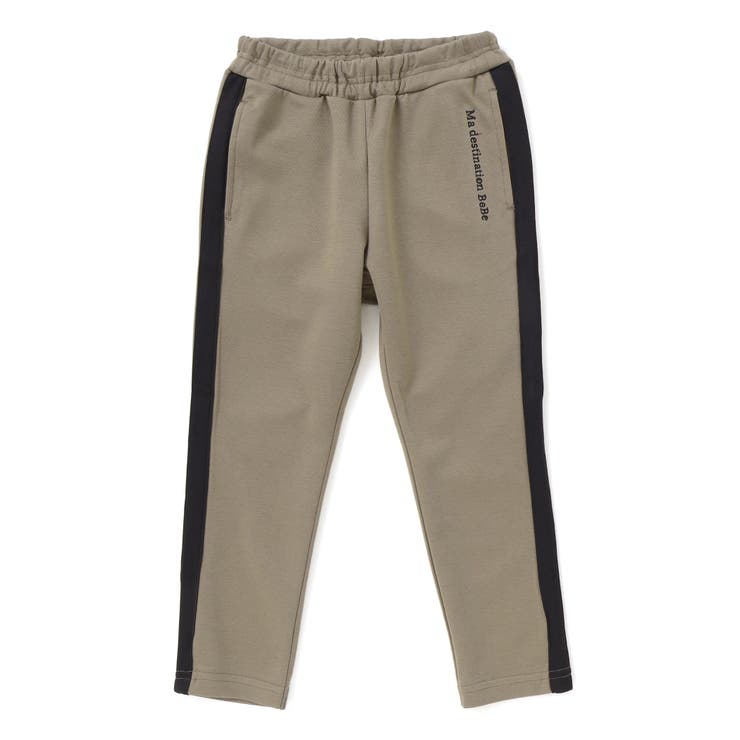 ベージュ | ミラノリブサイドラインテーパードロングパンツ(90~150cm) | BeBe