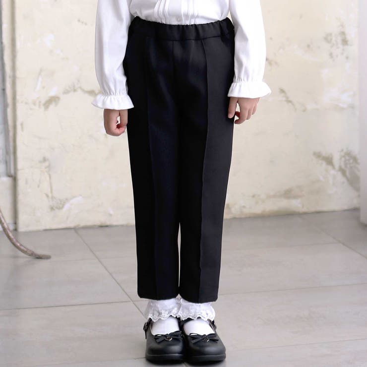 ブラック | ダブルクロステーパードロングパンツ(110~160cm) | BeBe