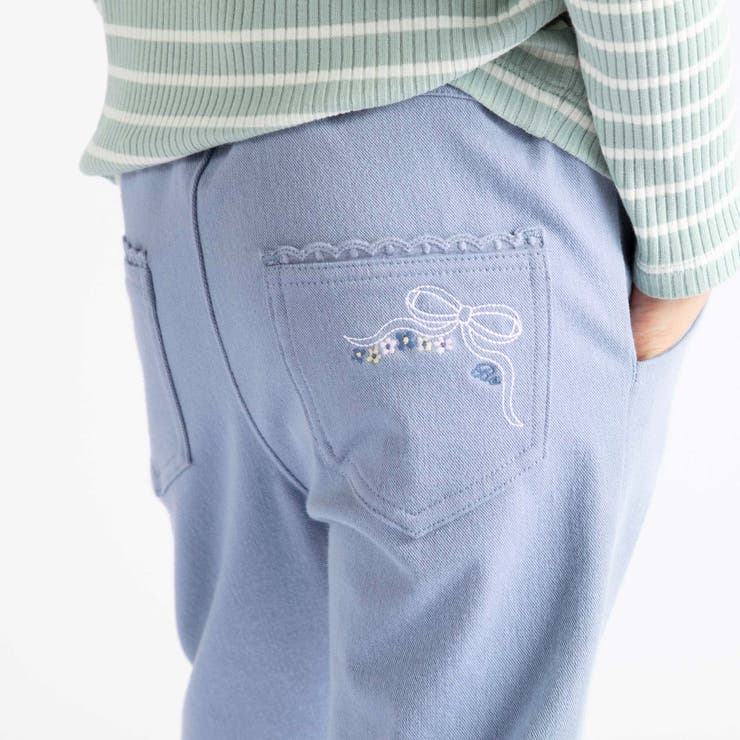 ストレッチツイルリボン刺しゅうフレアロングパンツ(90~160cm) | BeBe | 詳細画像4 