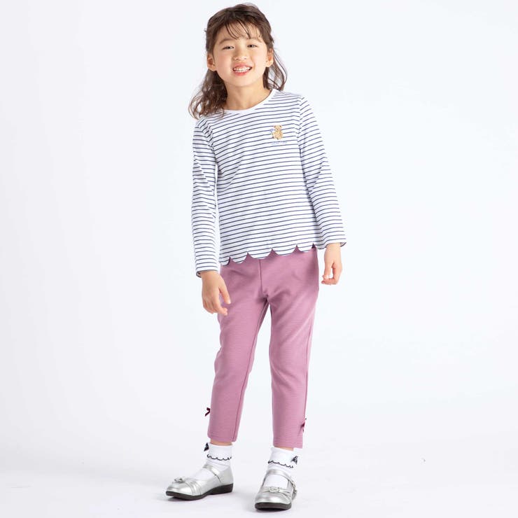 【抗菌防臭】ミラノリブリボン付き8分丈クロップドパンツ(90~130cm) | BeBe | 詳細画像4 