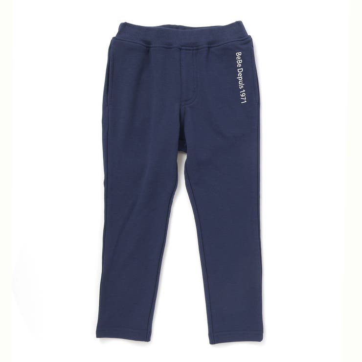 ネイビー | 【抗菌防臭】ミラノリブポイントロゴ9分丈ロングパンツ(90~130cm) | BeBe