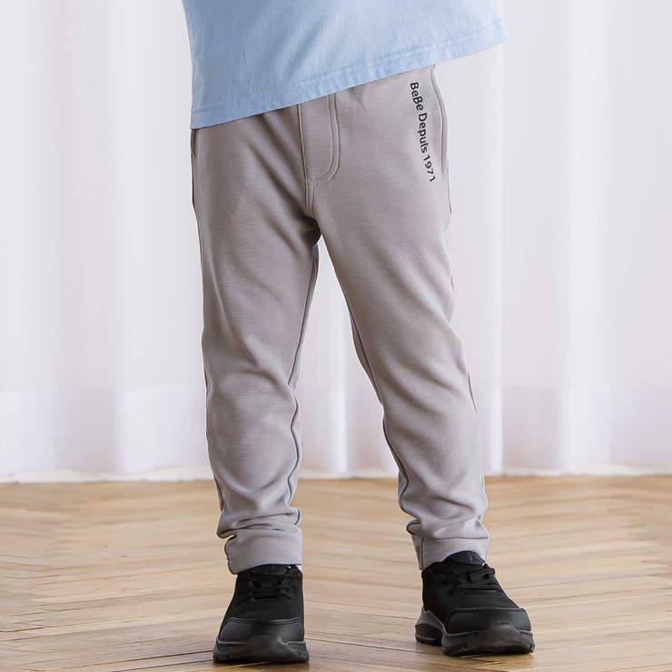 グレー | 【抗菌防臭】ミラノリブポイントロゴ9分丈ロングパンツ(90~130cm) | BeBe