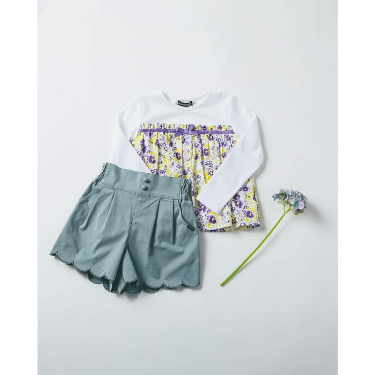 BABYL 夏フェス 3点セット Ｓサイズ ストレッチ ツイル スカラップ ショート パンツ (90~150cm)[品番