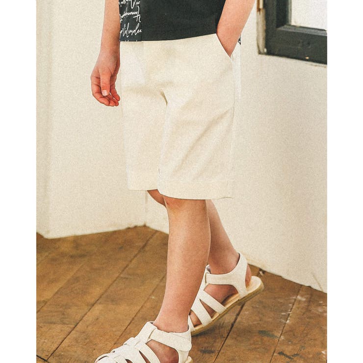 ホワイト | ピケ ストレッチ センタープレス ハーフ パンツ (90~150cm) | BeBe