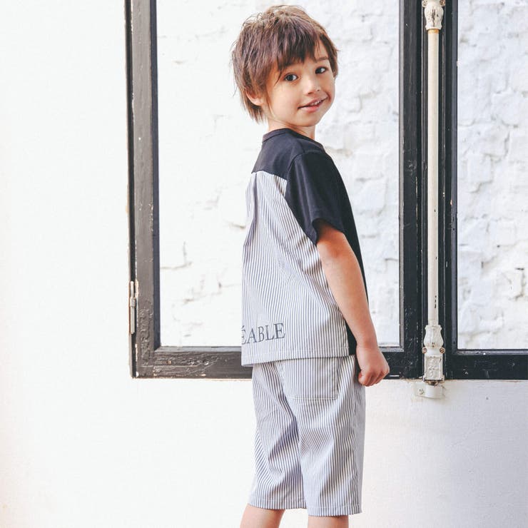 お揃い】ストライプハーフパンツ(90~150cm)[品番：BEBK0008842