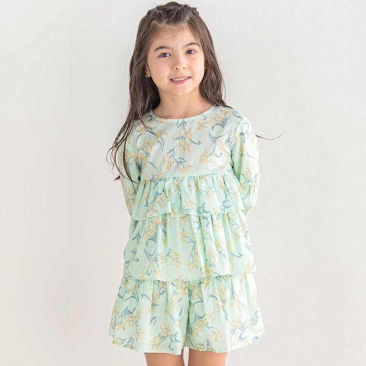 【お揃い】【リバティプリント】【日本製】フレンチ アイリスフレアキュロットパンツ… | BeBe | 詳細画像4 