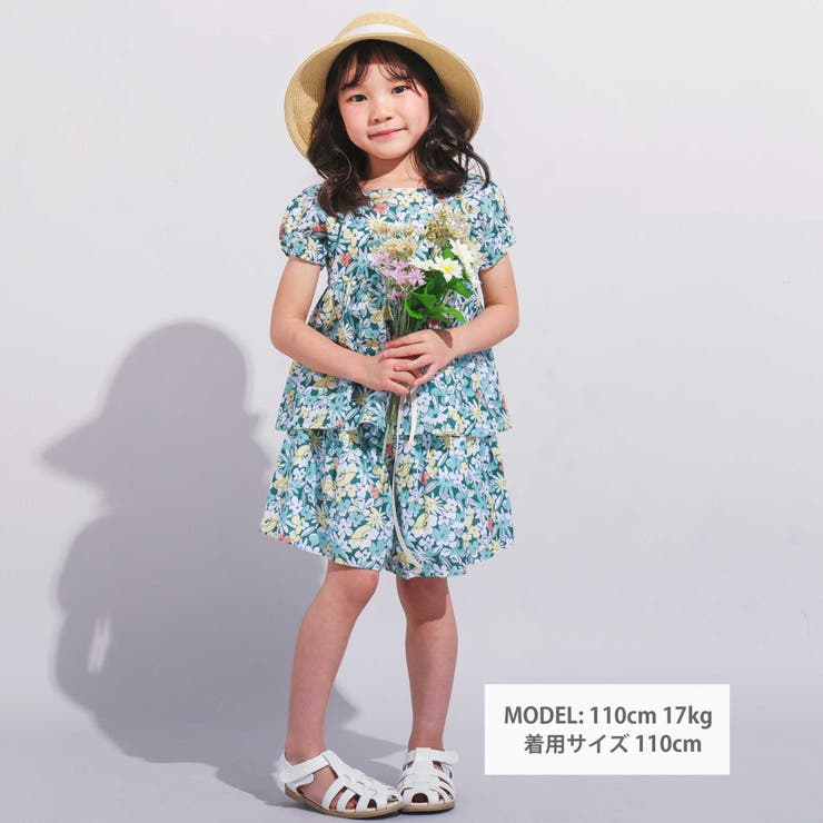 【お揃い】ドビーフラワーガーデンプリントキュロットパンツ(90~150cm) | BeBe | 詳細画像2 