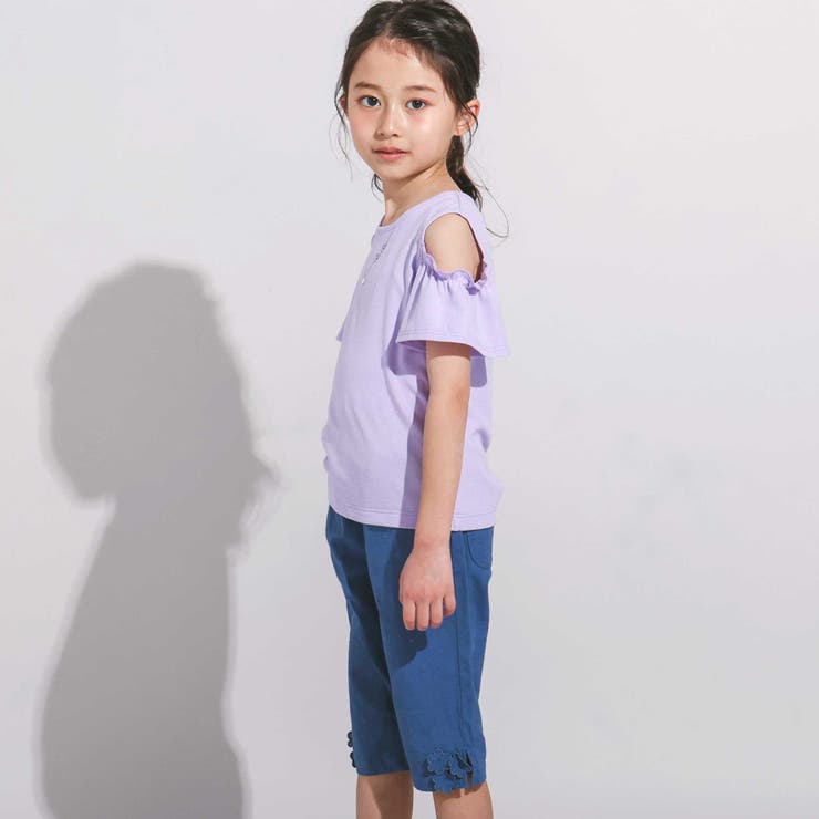 ピケストレッチフラワーモチーフサブリナパンツ(90~160cm) | BeBe | 詳細画像4 