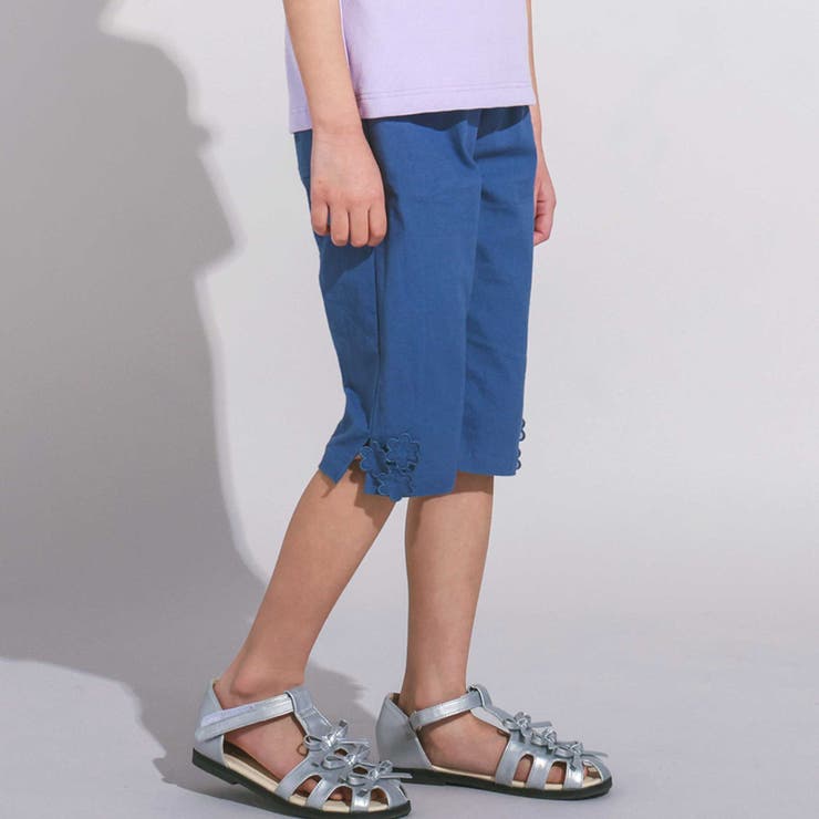 ブルー | ピケストレッチフラワーモチーフサブリナパンツ(90~160cm) | BeBe