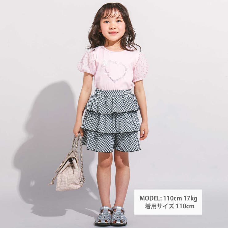 ギンガムジャガードヒラミニキュロットパンツ(90~150cm) | BeBe | 詳細画像2 