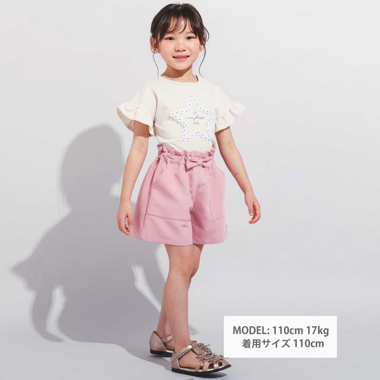 【WEB限定】ツイルストレッチウエストリボンショートパンツ(100~140cm) | BeBe | 詳細画像2 