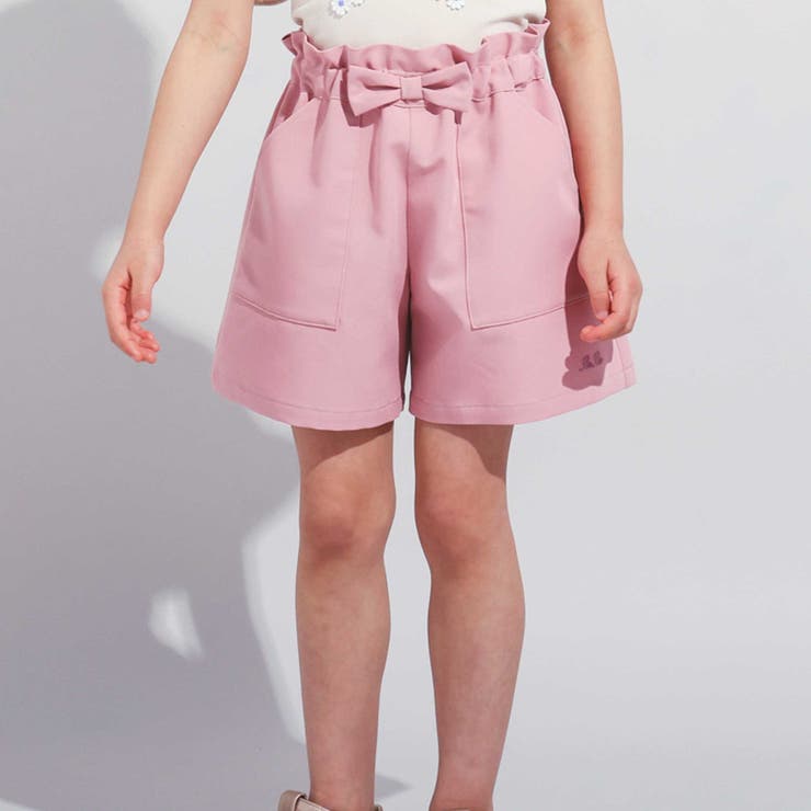 ピンク | 【WEB限定】ツイルストレッチウエストリボンショートパンツ(100~140cm) | BeBe