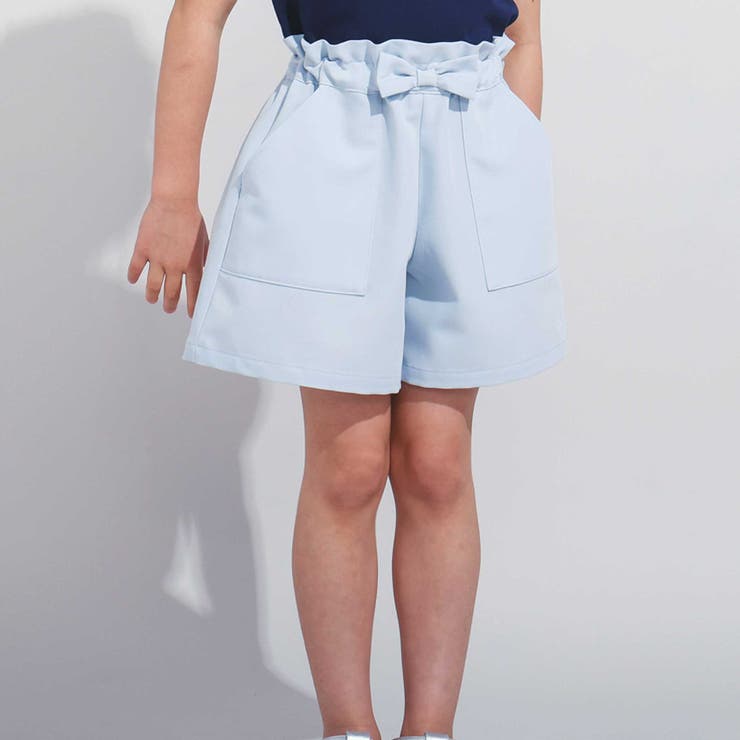 ブルー | 【WEB限定】ツイルストレッチウエストリボンショートパンツ(100~140cm) | BeBe