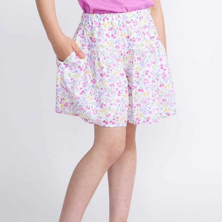 ピンク系 | 【お揃い】シャンドゥフルールプリントローンキュロットパンツ(90~150cm) | BeBe