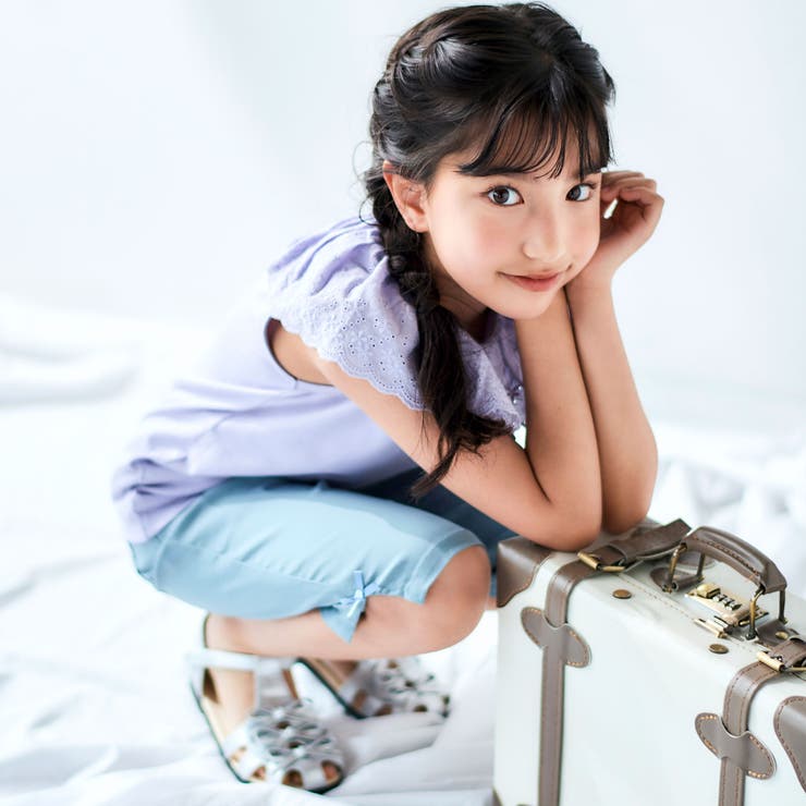 フラワー刺しゅうポケットストレッチウェザーカプリパンツ(90~160cm) | BeBe | 詳細画像11 