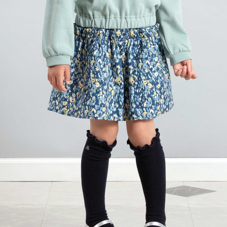 【お揃い】オンフルールフラワープリントキュロットパンツ(90~150cm) | BeBe | 詳細画像1 