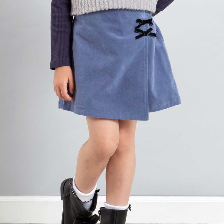 ブルー | モールスキンラップスカート風ショートパンツ(90~160cm) | BeBe