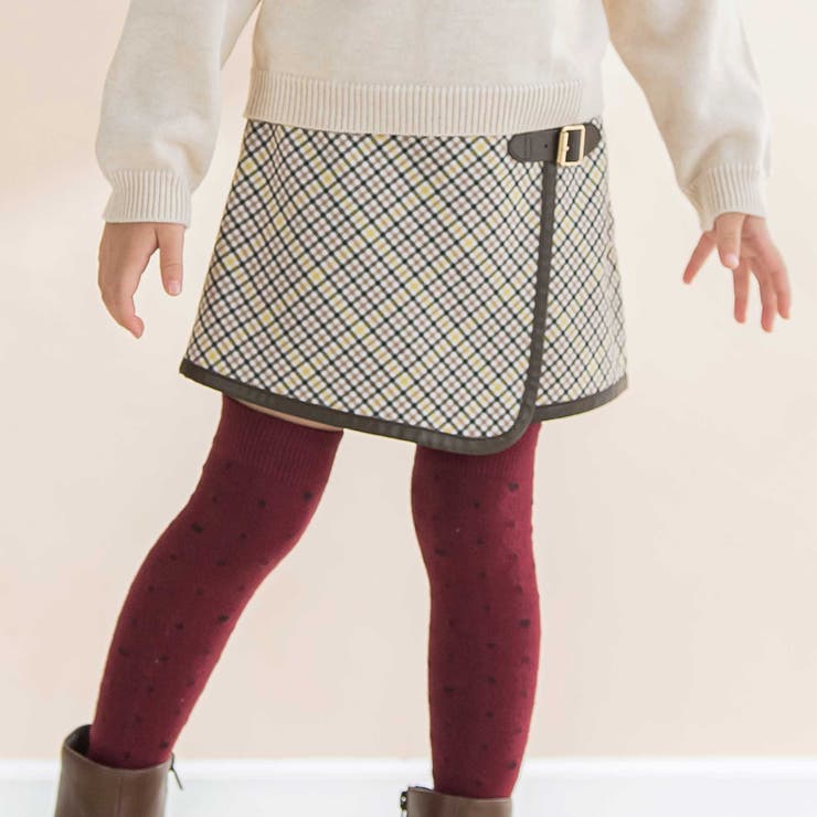 ブラウン系 | 【お揃い】TRチェックパイピングラップスカート風ショートパンツ(100~150c… | BeBe