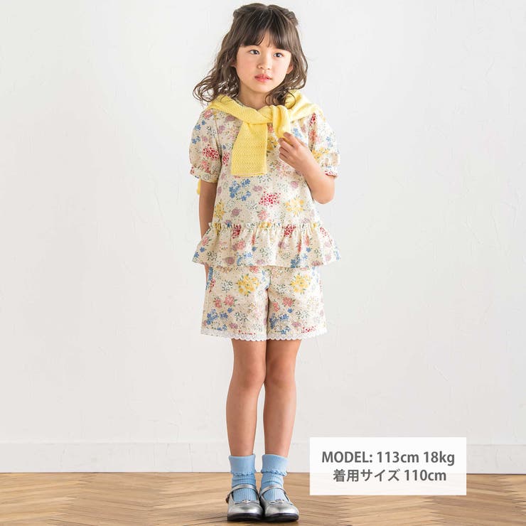 【お揃い】リップルマルシェフラワーショートパンツ(90~150cm) | BeBe | 詳細画像2 