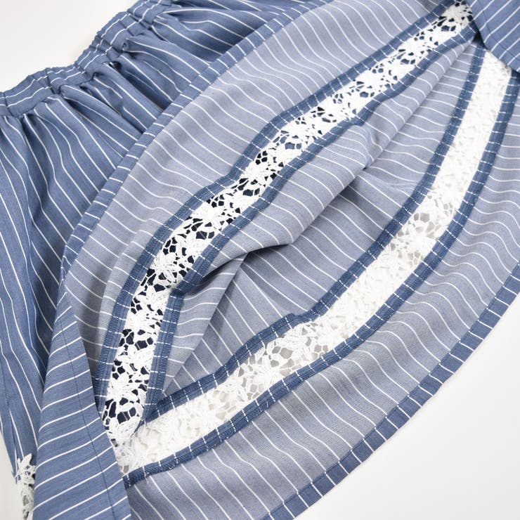 デニム 風 レース 切り替え ギャザー スカート（90～140cm） | BeBe | 詳細画像18 