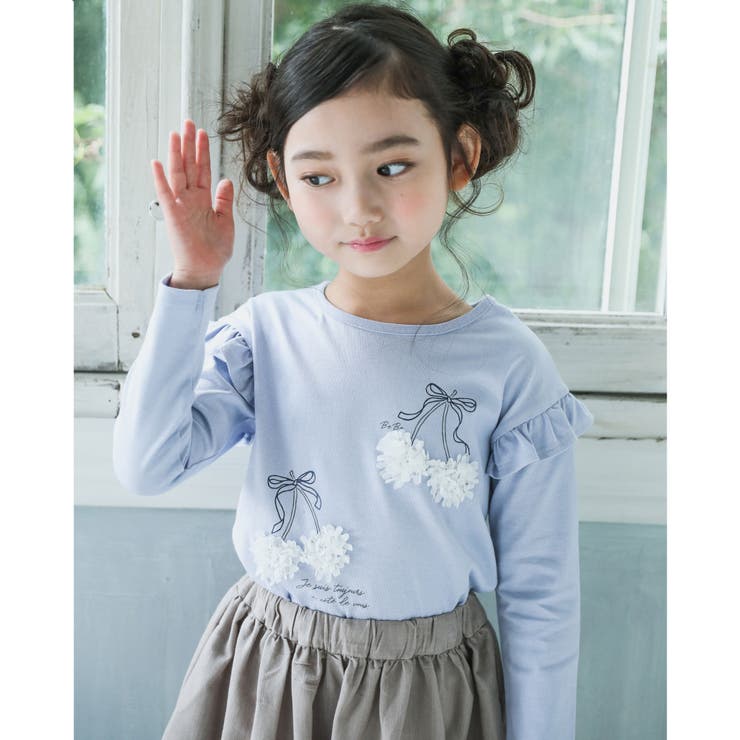 デニム 風 レース 切り替え ギャザー スカート（90～140cm） | BeBe | 詳細画像5 