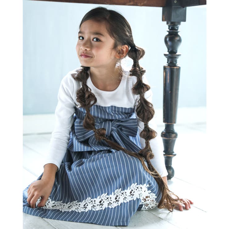 デニム 風 レース 切り替え ギャザー スカート（90～140cm） | BeBe | 詳細画像6 