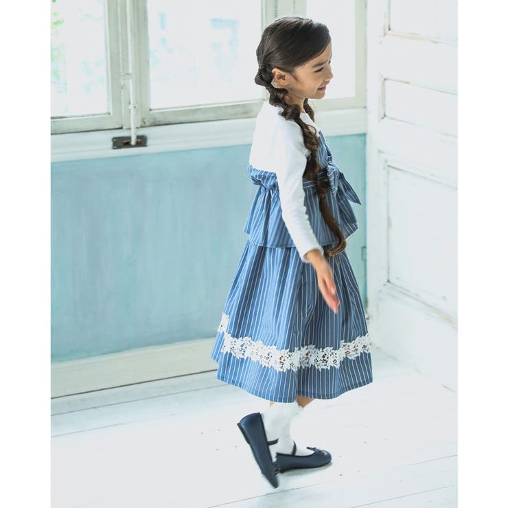 デニム 風 レース 切り替え ギャザー スカート（90～140cm） | BeBe | 詳細画像8 