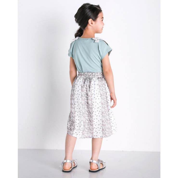 パッチワーク 風 フラワー プリント ミディ スカート（100～140cm） | BeBe | 詳細画像6 